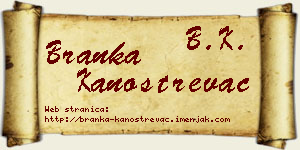 Branka Kanostrevac vizit kartica